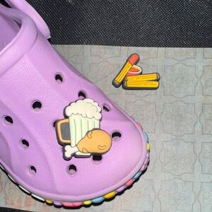 JIBBITZ. CROC CHARMS. Two food items. YUM. Baby Croc not included.